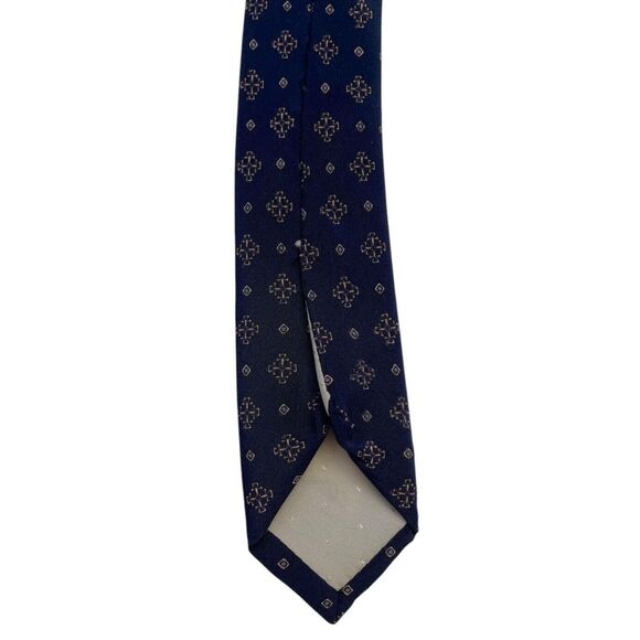 Lancel Paris 100% Pure Silk Gales Barcelona Made in Spain Navy Blue Neck Tie - Picture 6 of 9